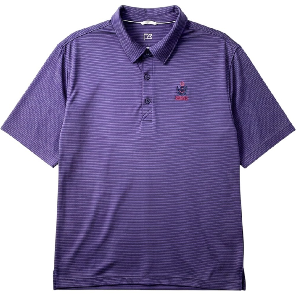 Cutter & Buck Mens XL blue striped DryTec Polo Queens Harbour Golf‎ UPF 50+